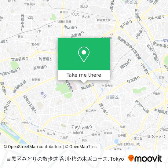 目黒区みどりの散歩道 呑川•柿の木坂コース map