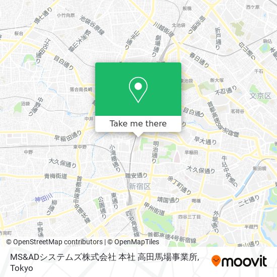 MS&ADシステムズ株式会社 本社 高田馬場事業所 map