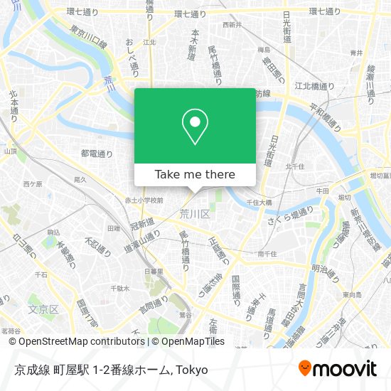 京成線 町屋駅 1-2番線ホーム map