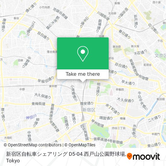 新宿区自転車シェアリング D5-04.西戸山公園野球場 map