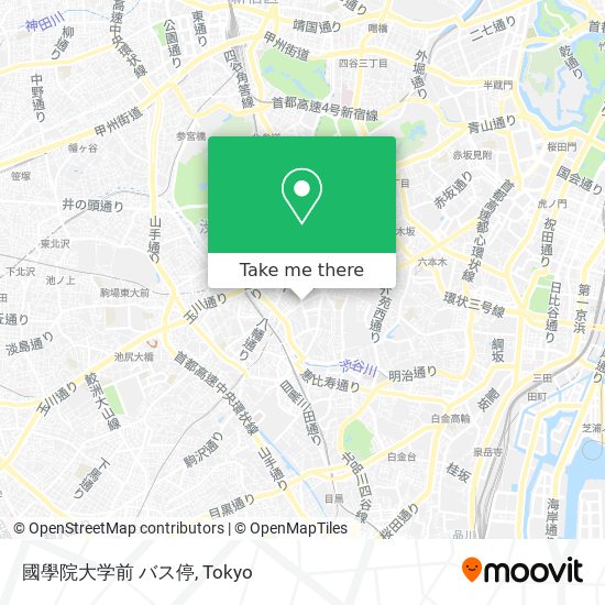 國學院大学前 バス停 map