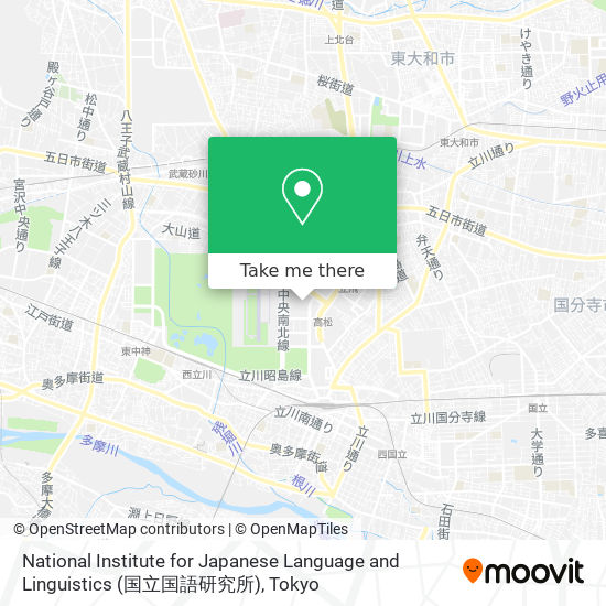 National Institute for Japanese Language and Linguistics (国立国語研究所) map