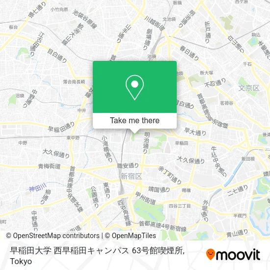 早稲田大学 西早稲田キャンパス 63号館喫煙所 map