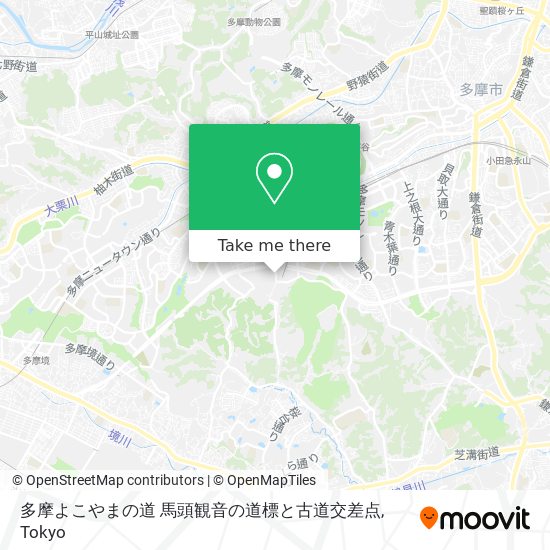 多摩よこやまの道 馬頭観音の道標と古道交差点 map