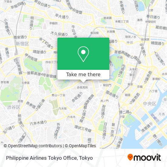 Philippine Airlines Tokyo Office map