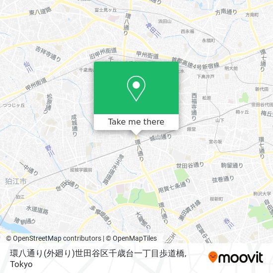 環八通り(外廻り)世田谷区千歳台一丁目歩道橋 map