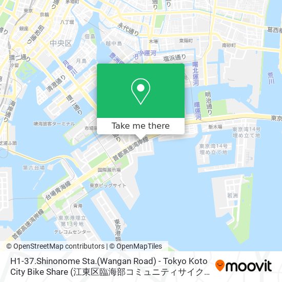 H1-37.Shinonome Sta.(Wangan Road) - Tokyo Koto City Bike Share (江東区臨海部コミュニティサイクル H1-37.東雲駅(東京湾岸道路)) map