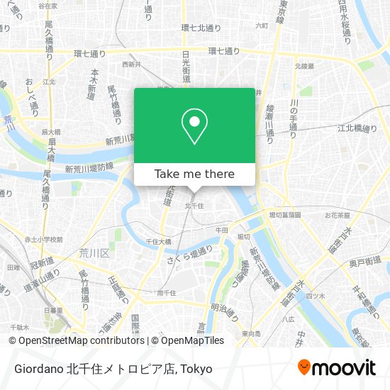 怎樣搭巴士去足立区的giordano 北千住メトロピア店 Moovit