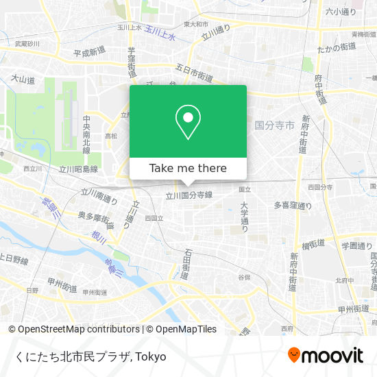 버스 또는 지하철 으로 立川市 에서 くにたち北市民プラザ 으로 가는법