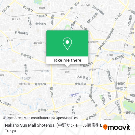 Nakano Sun Mall Shotengai (中野サンモール商店街) map