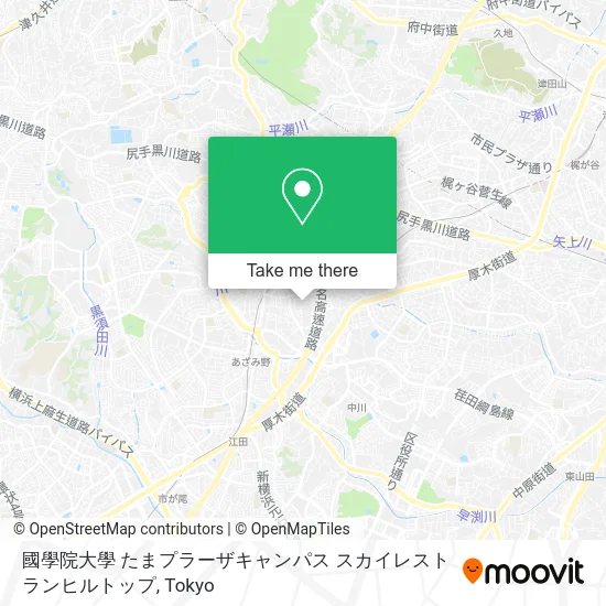 Kokugakuin University Tama Plaza Campus Sky Restaurant Hilltop map