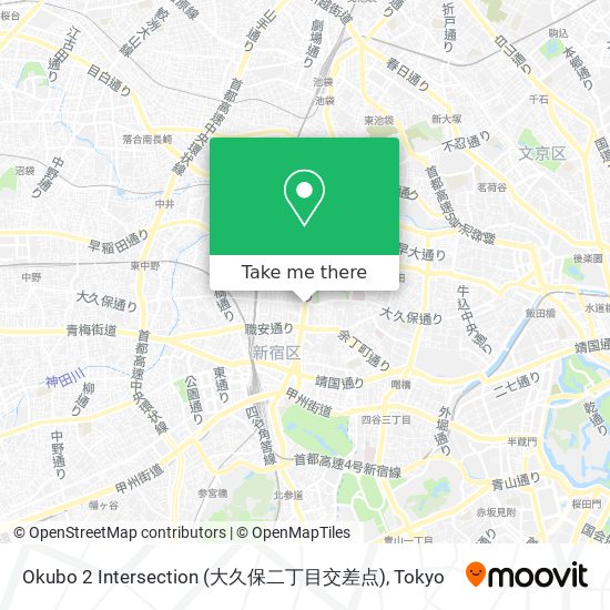 Okubo 2 Intersection (大久保二丁目交差点) map