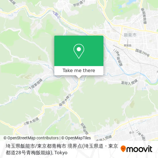 Saitama Hanno City / Tokyo Ome City Boundary Point (Saitama Prefectural Road / Tokyo Prefectural Road 28 Ome-Hanno Line) map