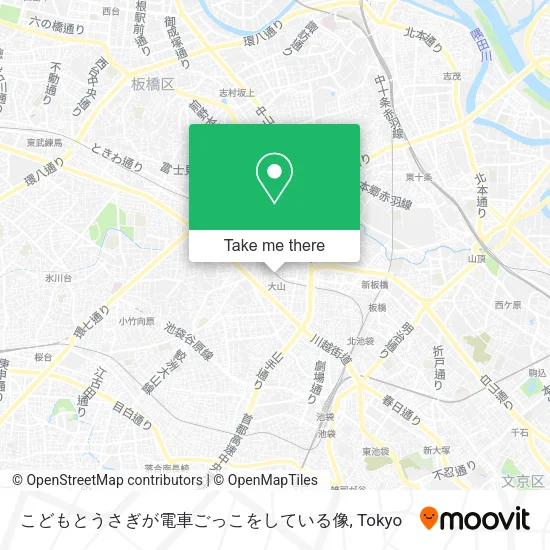 こどもとうさぎが電車ごっこをしている像 map