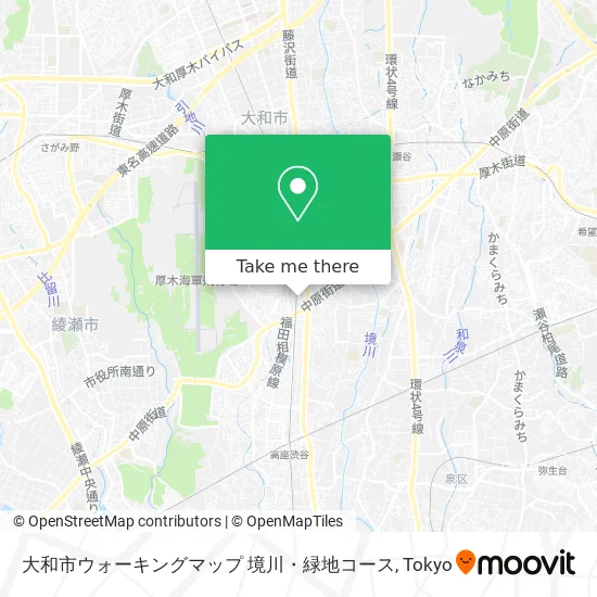 Yamato City Walking Map - Sakai River and Green Space Course map
