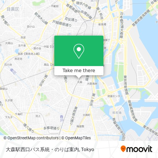 大森駅西口バス系統・のりば案内 map