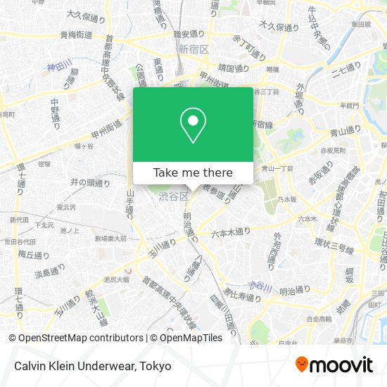 How to get to Calvin Klein Underwear in 渋谷区 by Metro or Bus?
