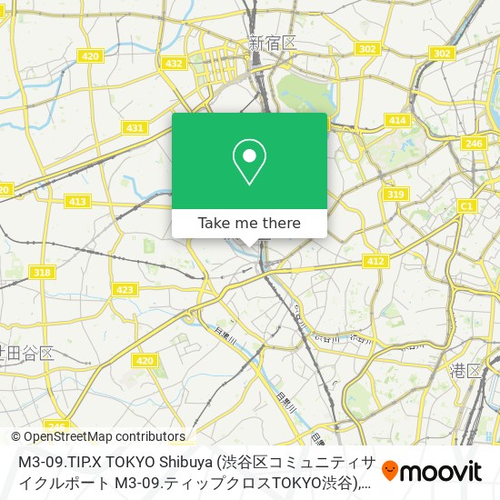 M3-09.TIP.X TOKYO Shibuya (渋谷区コミュニティサイクルポート M3-09.ティップクロスTOKYO渋谷) map