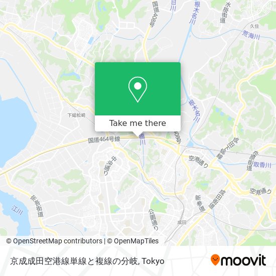 京成成田空港線単線と複線の分岐 map