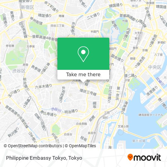 Philippine Embassy Tokyo map