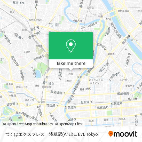 つくばエクスプレス　浅草駅(A1出口Ev) map
