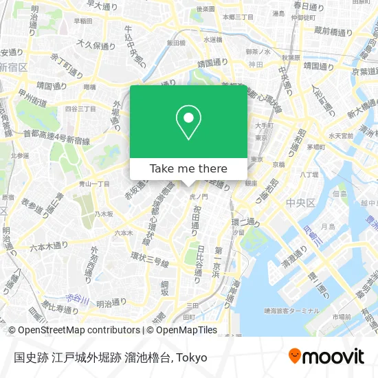 National Historic Site Edo Castle Outer Moat Remains Tameike Yagura Platform map