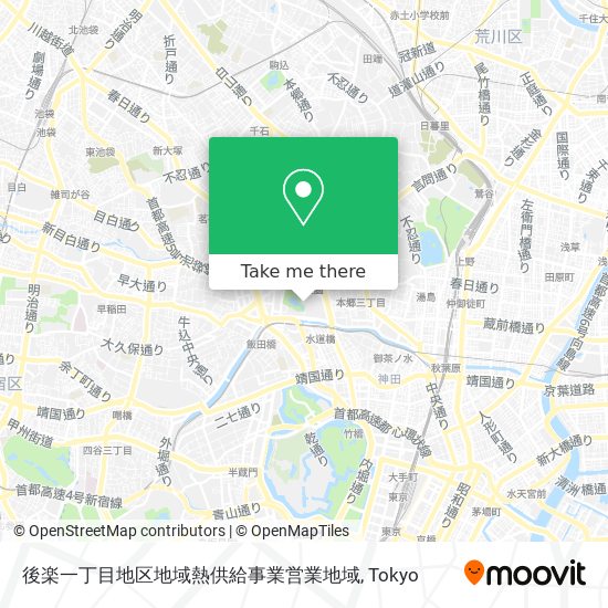 後楽一丁目地区地域熱供給事業営業地域 map