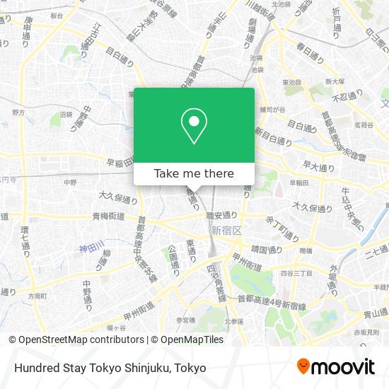 Hundred Stay Tokyo Shinjuku map