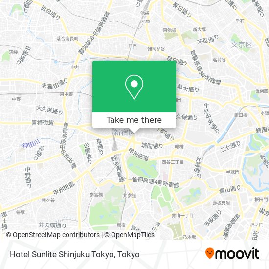 Hotel Sunlite Shinjuku Tokyo map