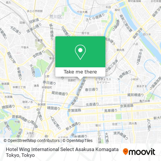 Hotel Wing International Select Asakusa Komagata Tokyo map