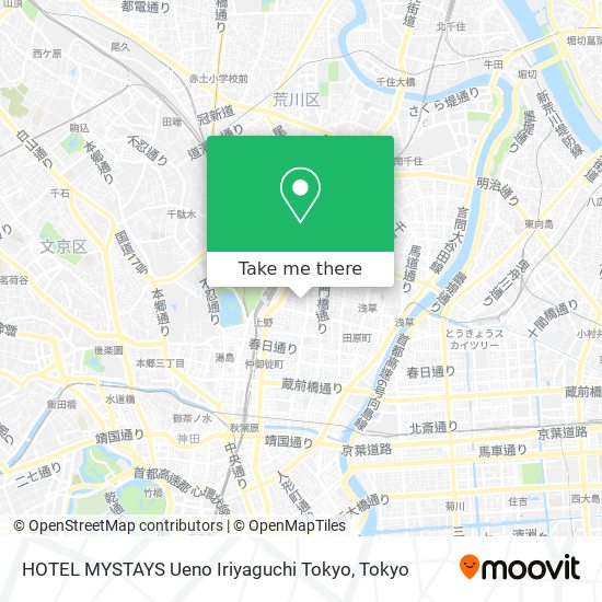 HOTEL MYSTAYS Ueno Iriyaguchi Tokyo map