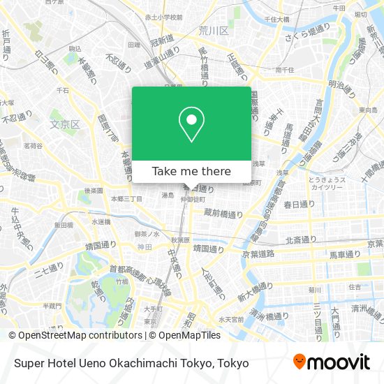 Super Hotel Ueno Okachimachi Tokyo map