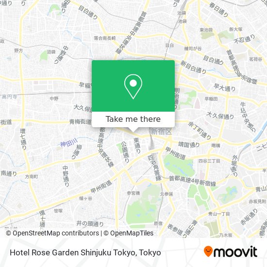 Hotel Rose Garden Shinjuku Tokyo map