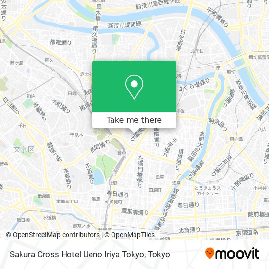 Sakura Cross Hotel Ueno Iriya Tokyo map