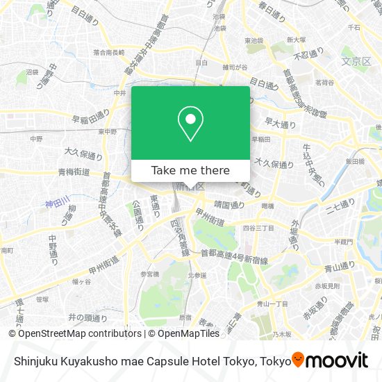 Shinjuku Kuyakusho mae Capsule Hotel Tokyo map