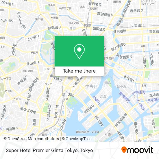 Super Hotel Premier Ginza Tokyo map