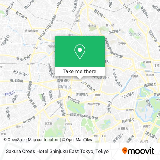 Sakura Cross Hotel Shinjuku East Tokyo map