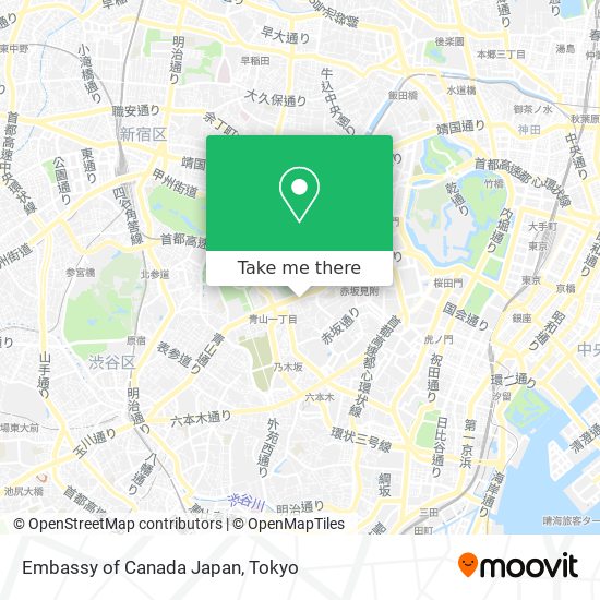 Embassy of Canada Japan map