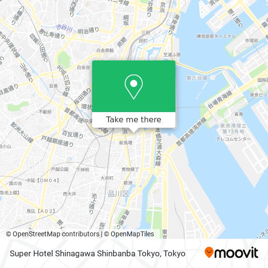 Super Hotel Shinagawa Shinbanba Tokyo map