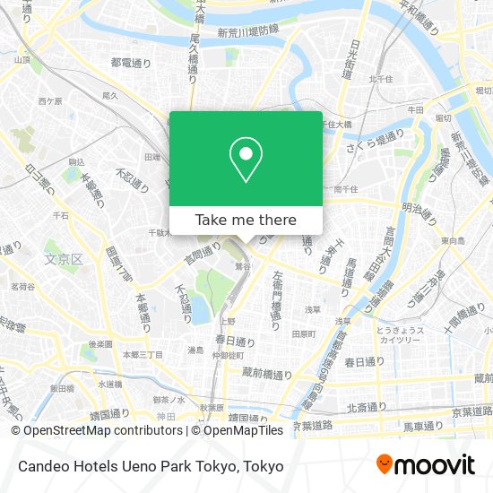 Candeo Hotels Ueno Park Tokyo map