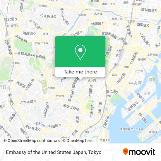 Embassy of the United States Japan map