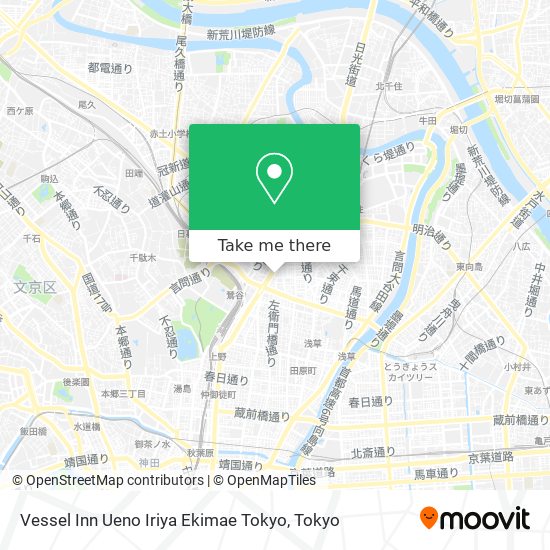 Vessel Inn Ueno Iriya Ekimae Tokyo map
