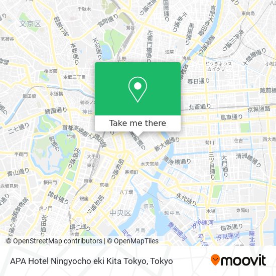 APA Hotel Ningyocho eki Kita Tokyo map