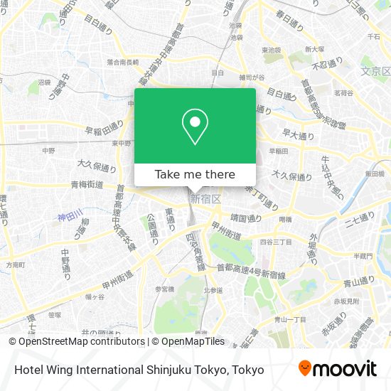 Hotel Wing International Shinjuku Tokyo map