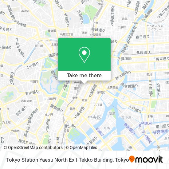 Tokyo Station Yaesu North Exit Tekko Building map