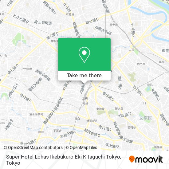 Super Hotel Lohas Ikebukuro Eki Kitaguchi Tokyo map