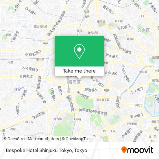 Bespoke Hotel Shinjuku Tokyo map