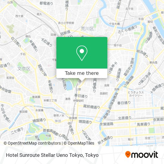 Hotel Sunroute Stellar Ueno Tokyo map