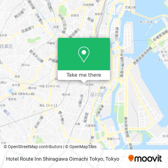 Hotel Route Inn Shinagawa Oimachi Tokyo map