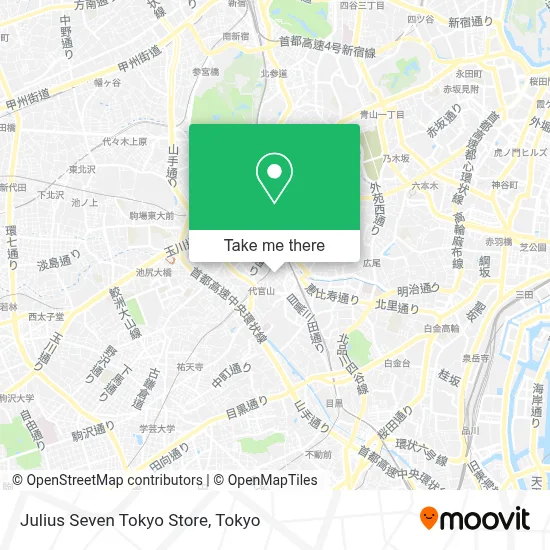 Julius Seven Tokyo Store map